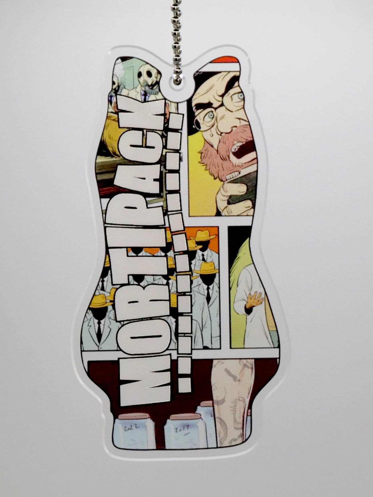 Acrylic Keychain of Character Printed with Comic Panels