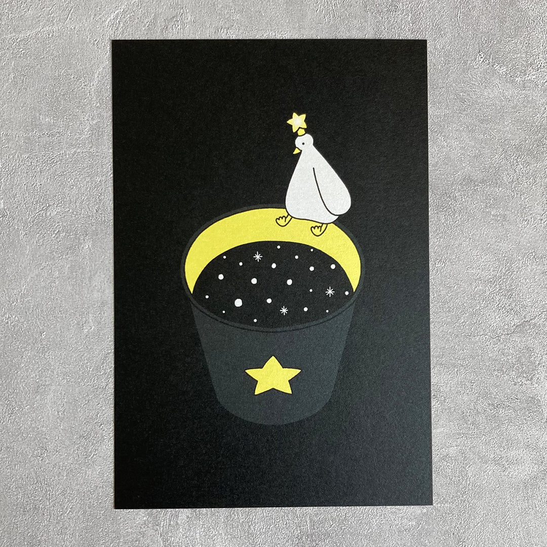 Postcard “Starry Sky &amp; Crescent Moon Coffee”