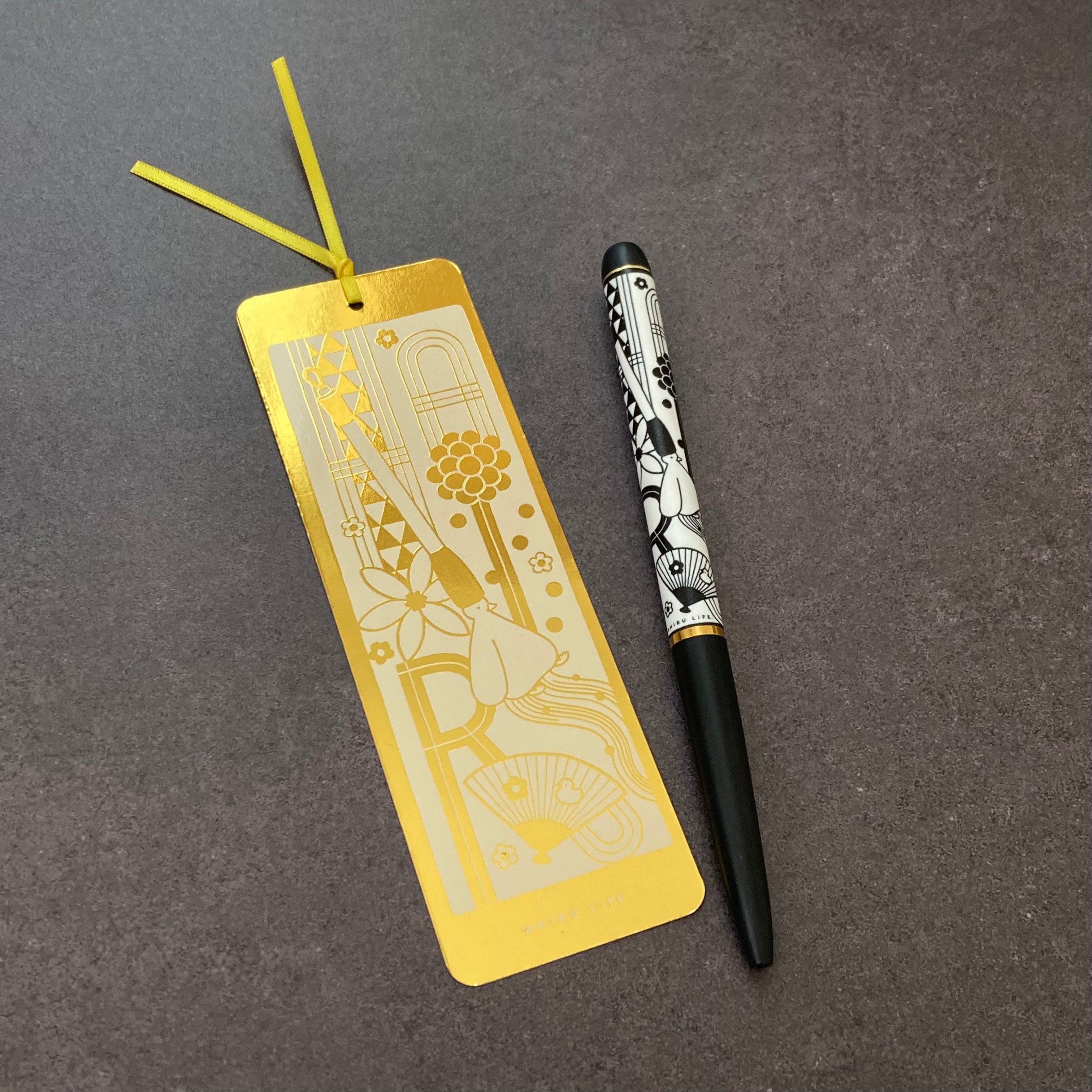 箔プリントしおりボールペンセット