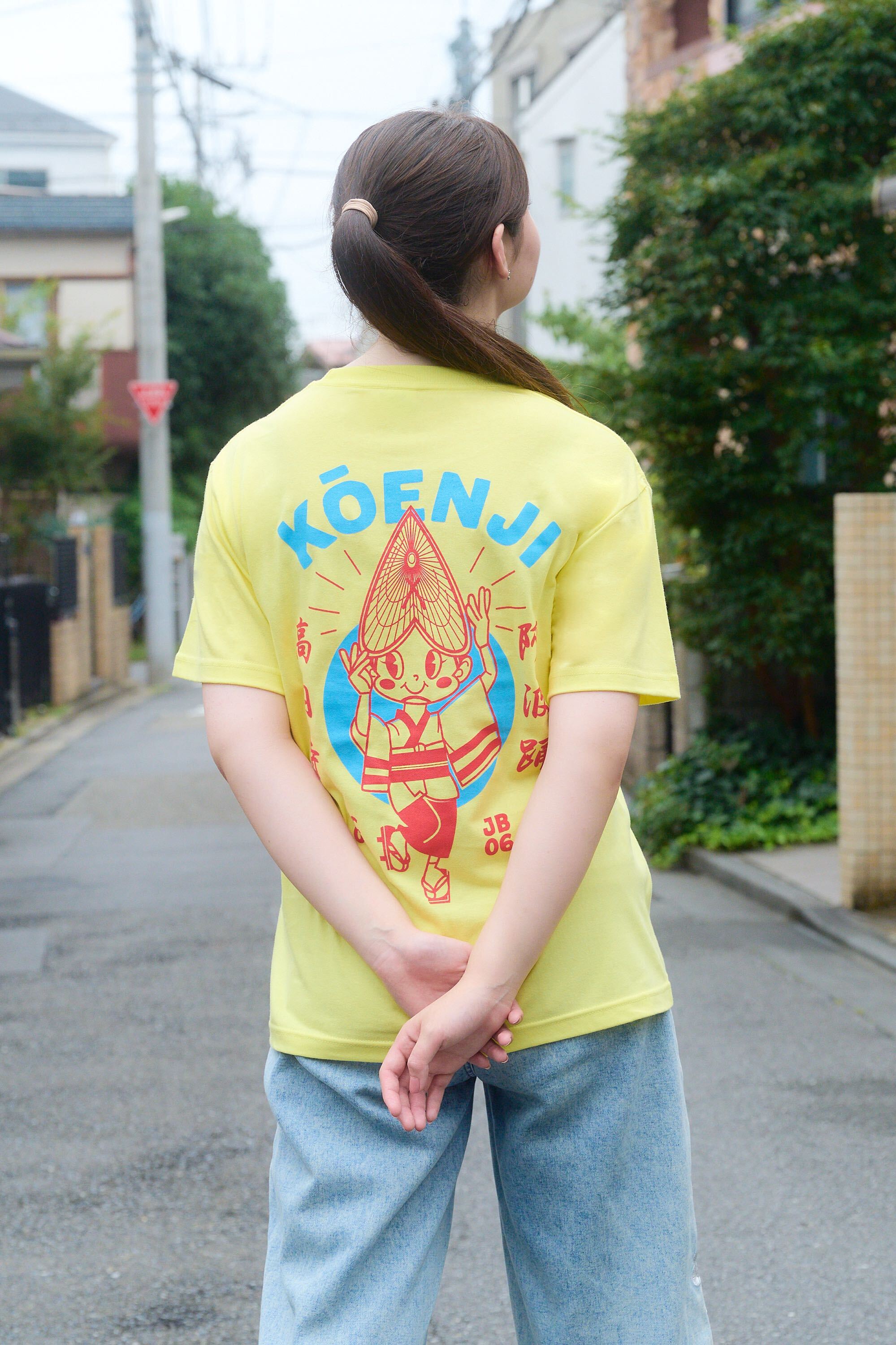 高円寺阿波踊りTシャツxおおさわゆう　ライトイエロー