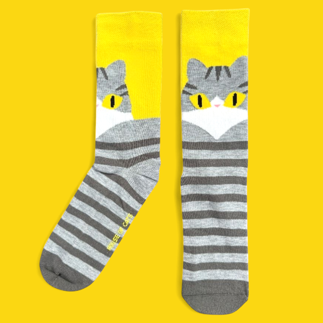 Crew Socks - Grey Tabby Cat