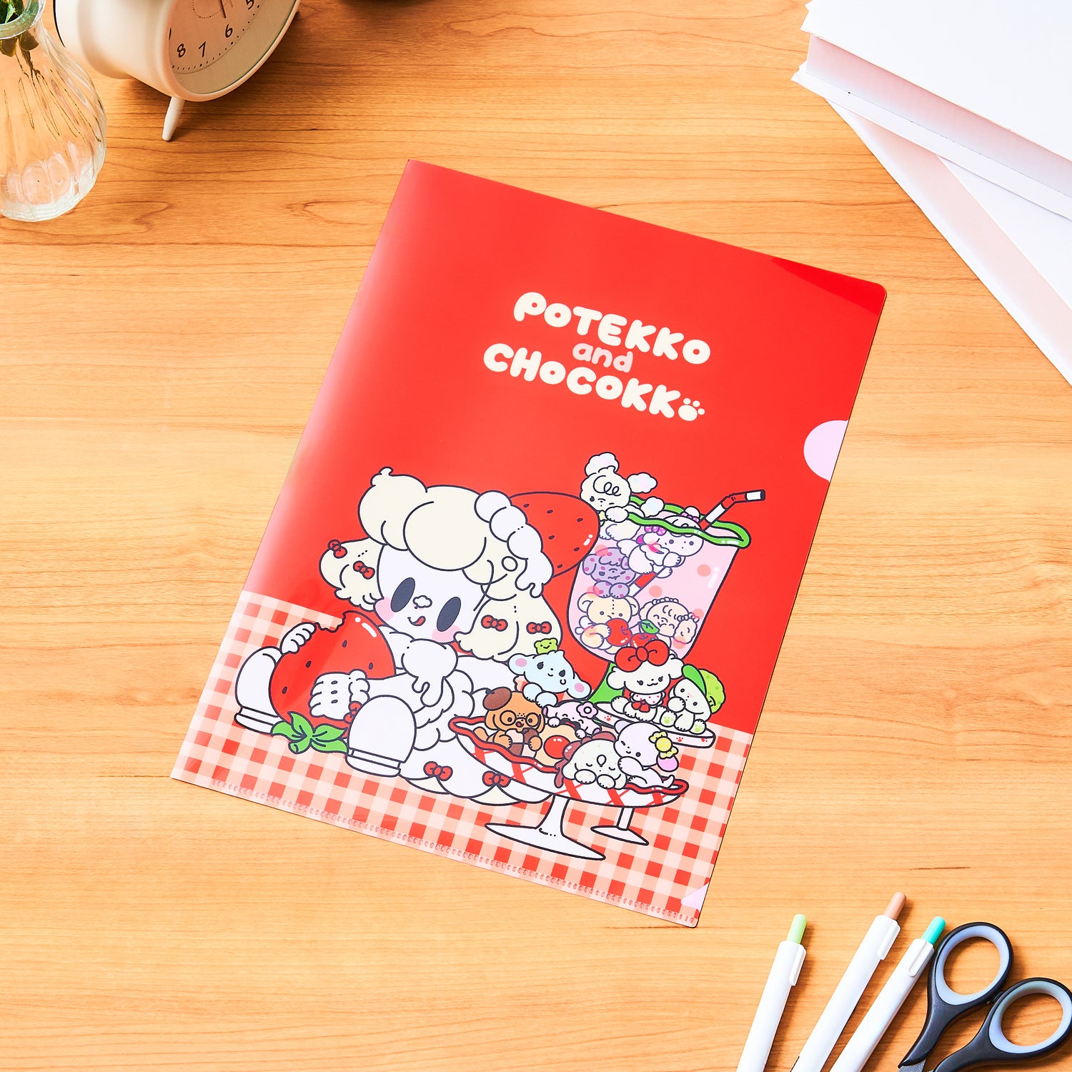 Potekko and Chocokko Retro cafe A4 Clear file
