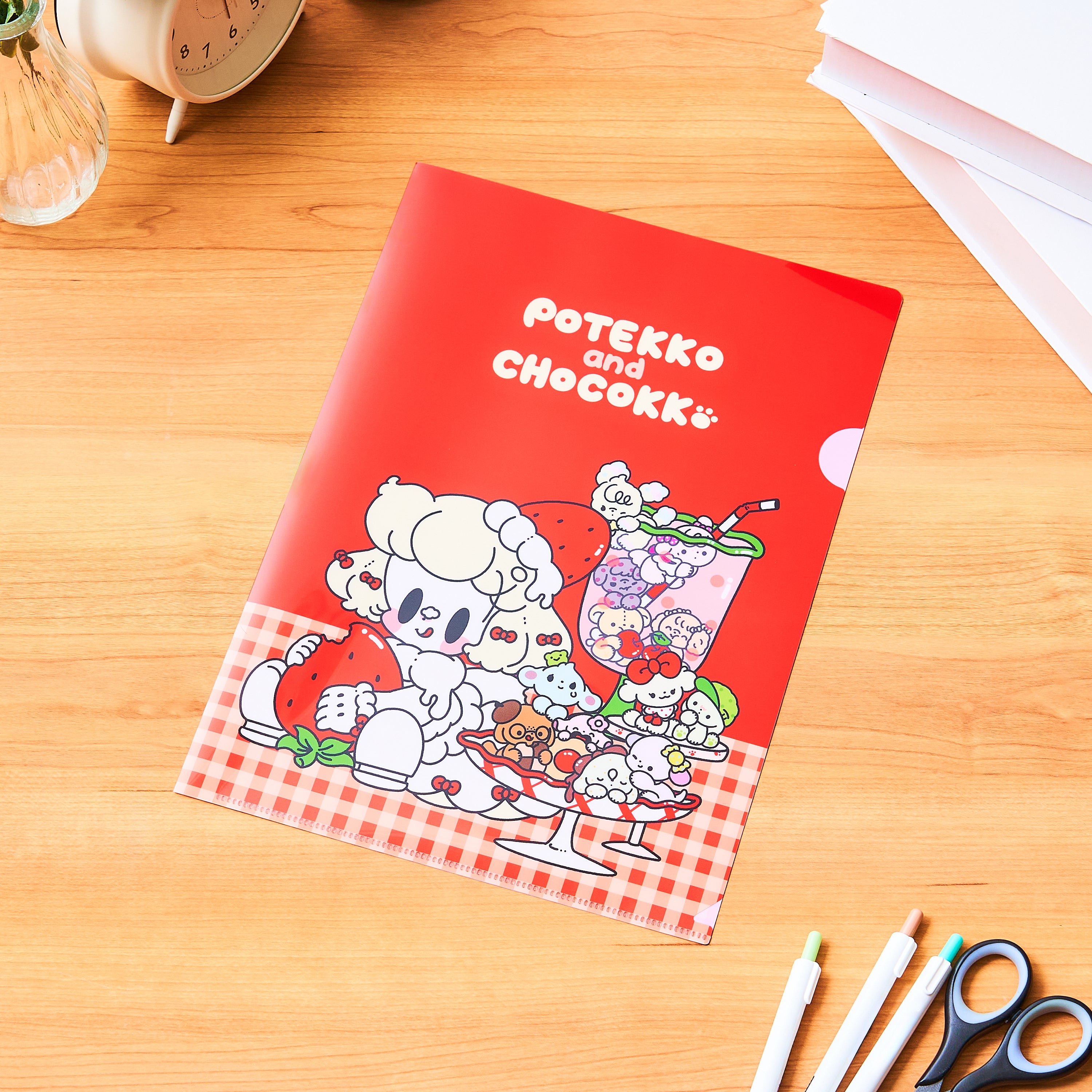 Potekko and Chocokko Retro cafe A4 Clear file